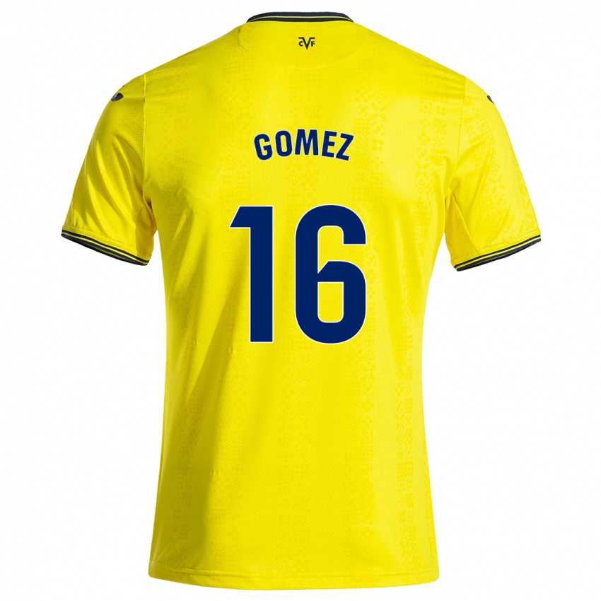 Niño Camiseta Queralt Gómez #16 Amarillo Negro 1ª Equipación 2024/25 La Camisa