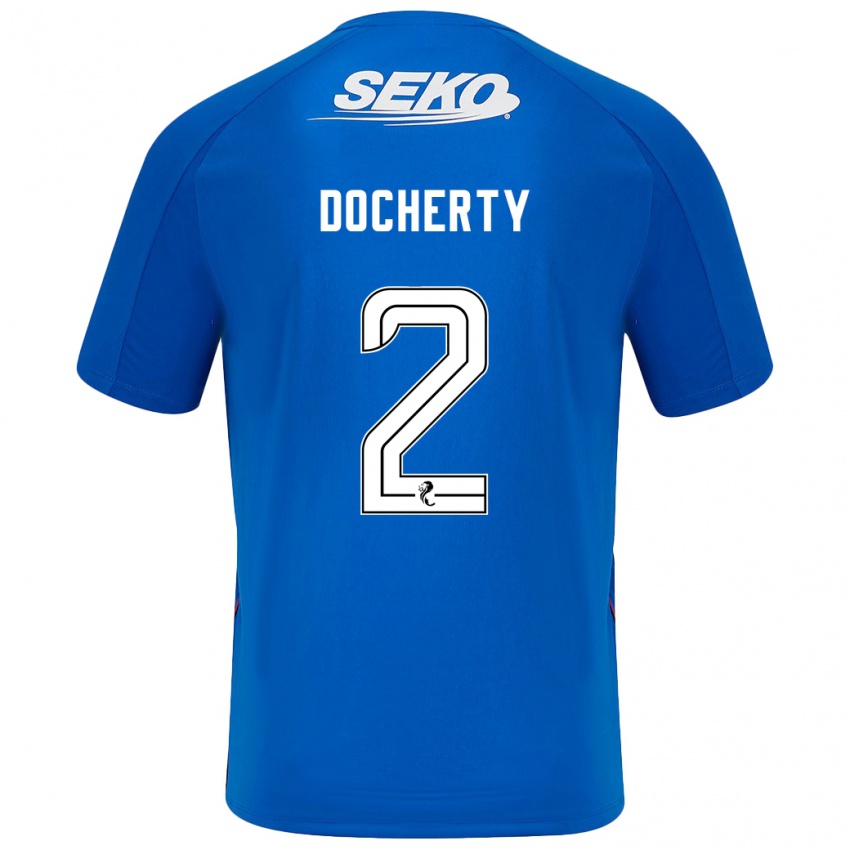 Niño Camiseta Nicola Docherty #2 Azul Oscuro 1ª Equipación 2024/25 La Camisa