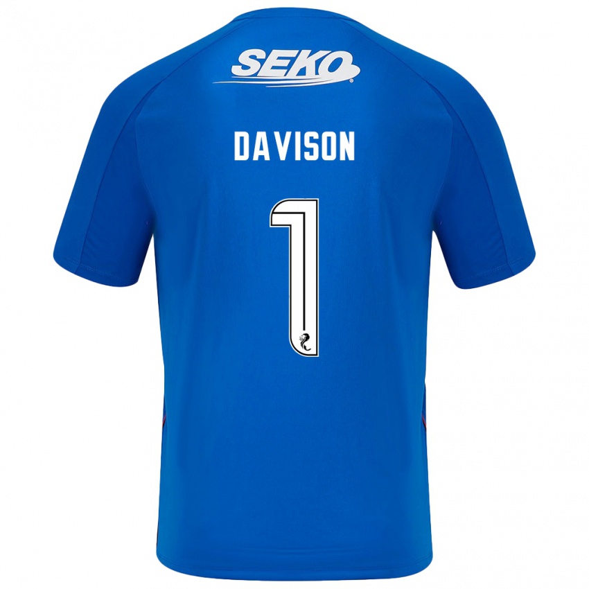 Niño Camiseta Hannah Davison #1 Azul Oscuro 1ª Equipación 2024/25 La Camisa