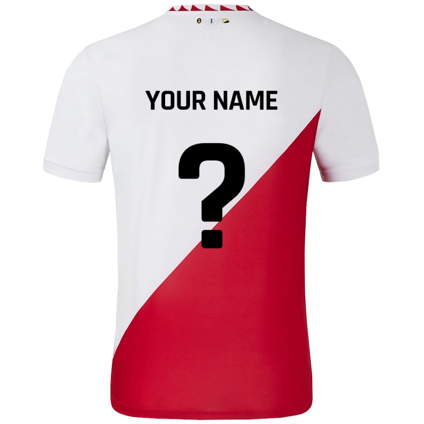 Niño Camiseta Su Nombre #0 Blanco Rojo 1ª Equipación 2024/25 La Camisa