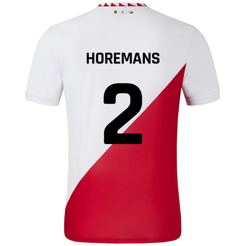 Niño Camiseta Siebe Horemans #2 Blanco Rojo 1ª Equipación 2024/25 La Camisa