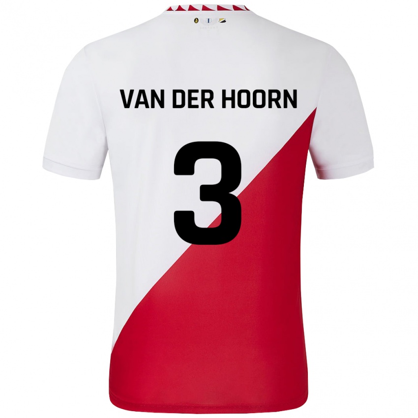 Niño Camiseta Mike Van Der Hoorn #3 Blanco Rojo 1ª Equipación 2024/25 La Camisa