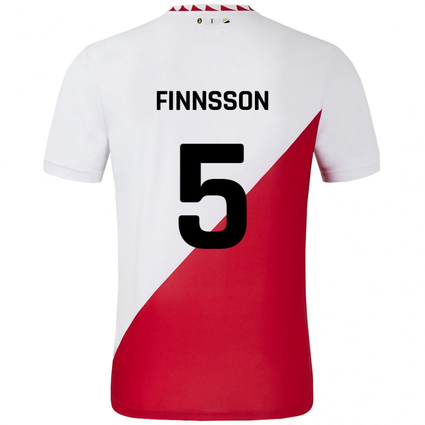 Niño Camiseta Kolbeinn Finnsson #5 Blanco Rojo 1ª Equipación 2024/25 La Camisa