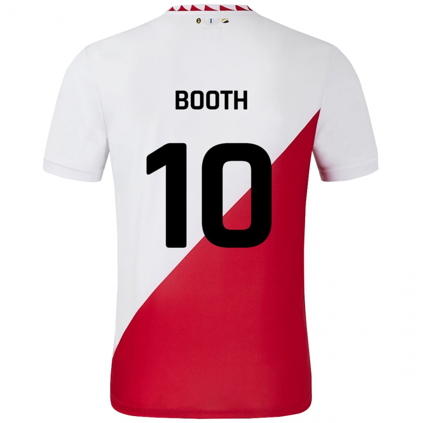 Niño Camiseta Taylor Booth #10 Blanco Rojo 1ª Equipación 2024/25 La Camisa