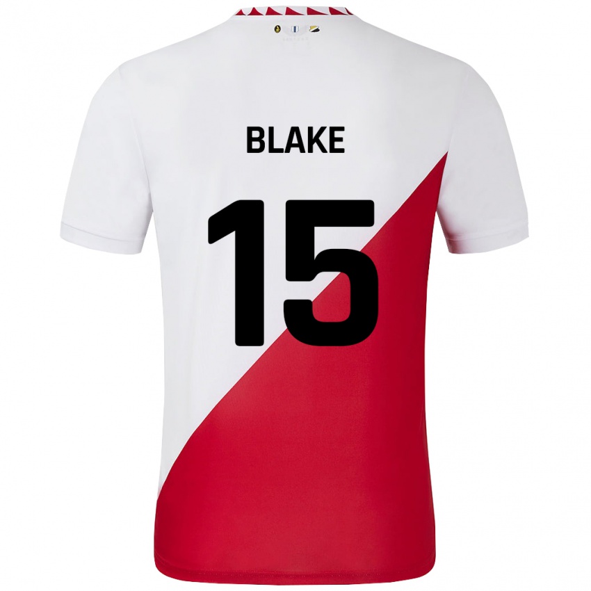 Niño Camiseta Adrian Blake #15 Blanco Rojo 1ª Equipación 2024/25 La Camisa