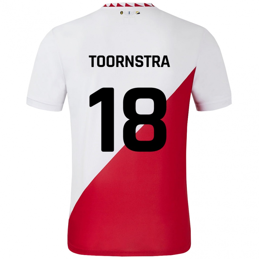 Niño Camiseta Jens Toornstra #18 Blanco Rojo 1ª Equipación 2024/25 La Camisa