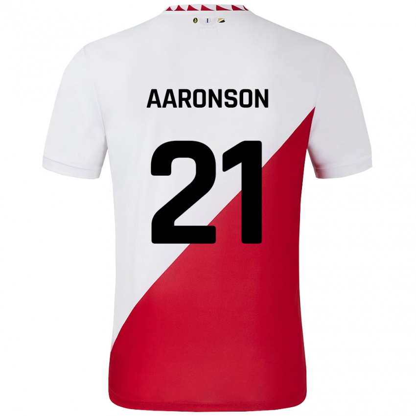 Niño Camiseta Paxten Aaronson #21 Blanco Rojo 1ª Equipación 2024/25 La Camisa