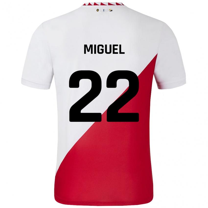 Niño Camiseta Miguel Rodríguez #22 Blanco Rojo 1ª Equipación 2024/25 La Camisa