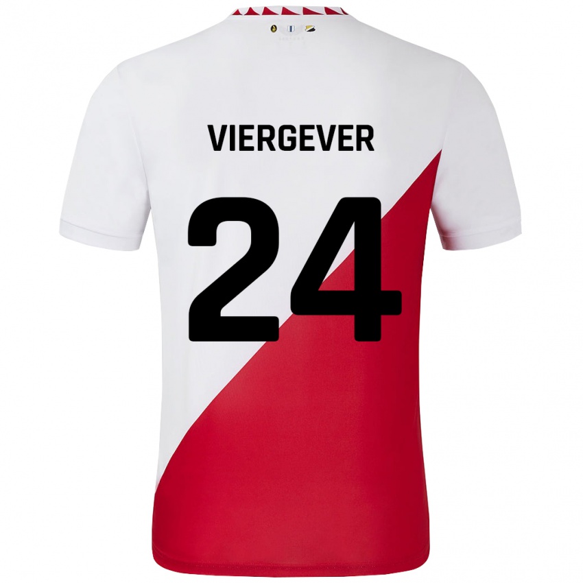 Niño Camiseta Nick Viergever #24 Blanco Rojo 1ª Equipación 2024/25 La Camisa