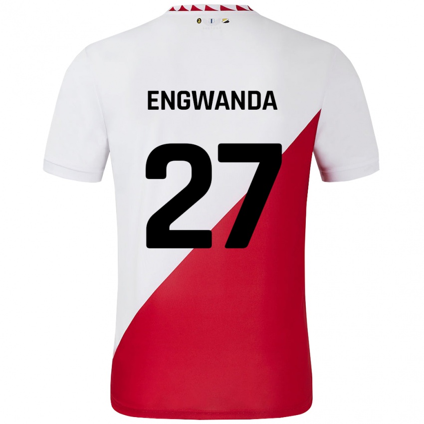 Niño Camiseta Alonzo Engwanda #27 Blanco Rojo 1ª Equipación 2024/25 La Camisa