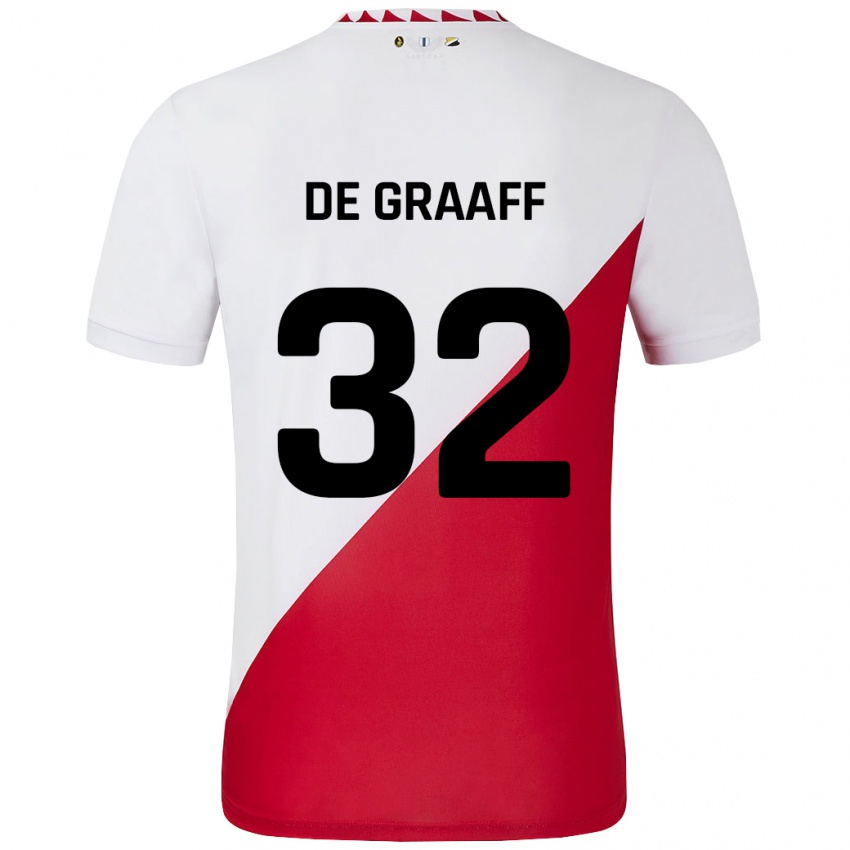 Niño Camiseta Tom De Graaff #32 Blanco Rojo 1ª Equipación 2024/25 La Camisa