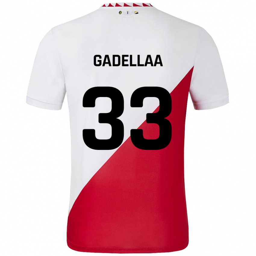 Niño Camiseta Kevin Gadellaa #33 Blanco Rojo 1ª Equipación 2024/25 La Camisa