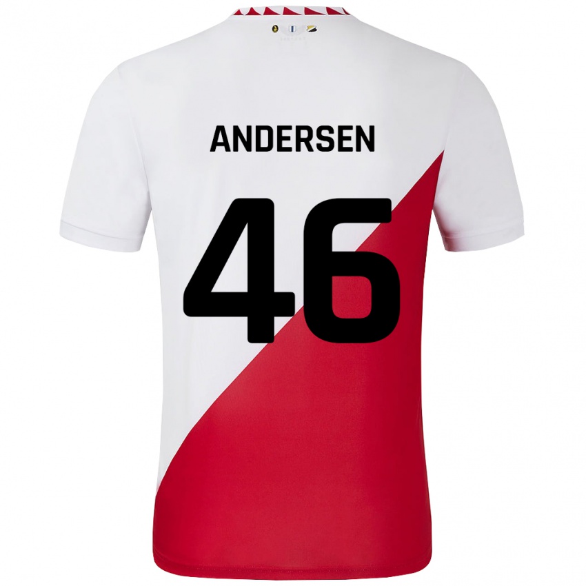 Niño Camiseta Silas Andersen #46 Blanco Rojo 1ª Equipación 2024/25 La Camisa