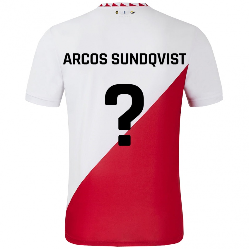 Niño Camiseta Gustav Arcos Sundqvist #0 Blanco Rojo 1ª Equipación 2024/25 La Camisa