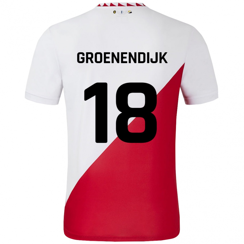 Niño Camiseta Tami Groenendijk #18 Blanco Rojo 1ª Equipación 2024/25 La Camisa