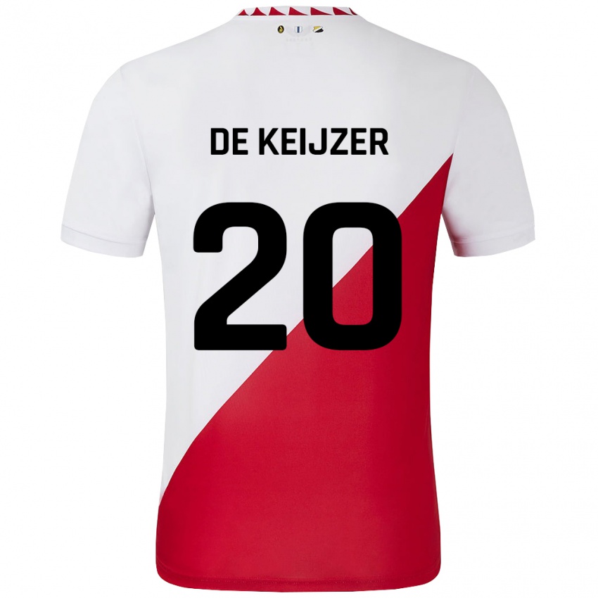 Niño Camiseta Lotje De Keijzer #20 Blanco Rojo 1ª Equipación 2024/25 La Camisa