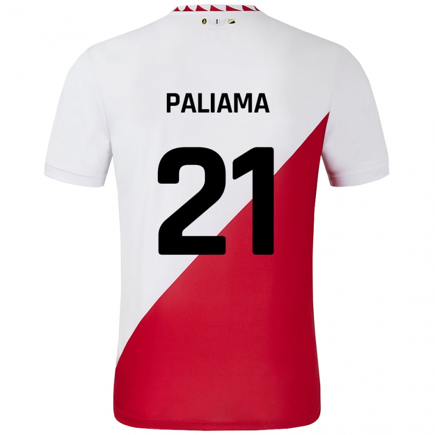 Niño Camiseta Joni Paliama #21 Blanco Rojo 1ª Equipación 2024/25 La Camisa