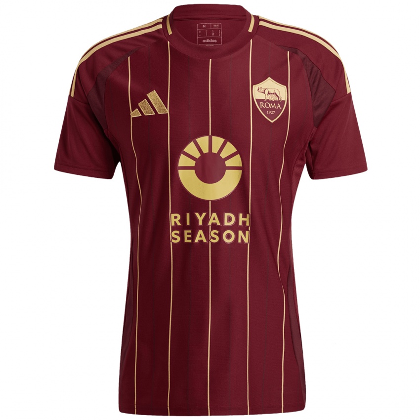 Niño Camiseta Su Nombre #0 Rojo Marrón Dorado 1ª Equipación 2024/25 La Camisa