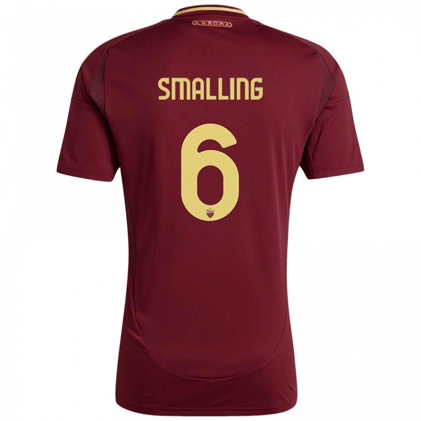 Niño Camiseta Chris Smalling #6 Rojo Marrón Dorado 1ª Equipación 2024/25 La Camisa