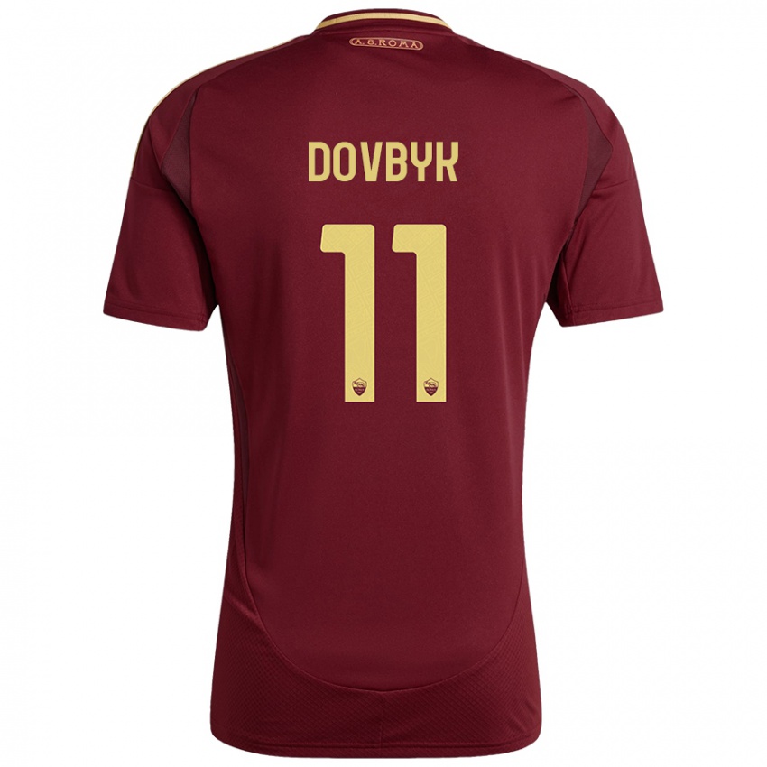 Niño Camiseta Artem Dovbyk #11 Rojo Marrón Dorado 1ª Equipación 2024/25 La Camisa