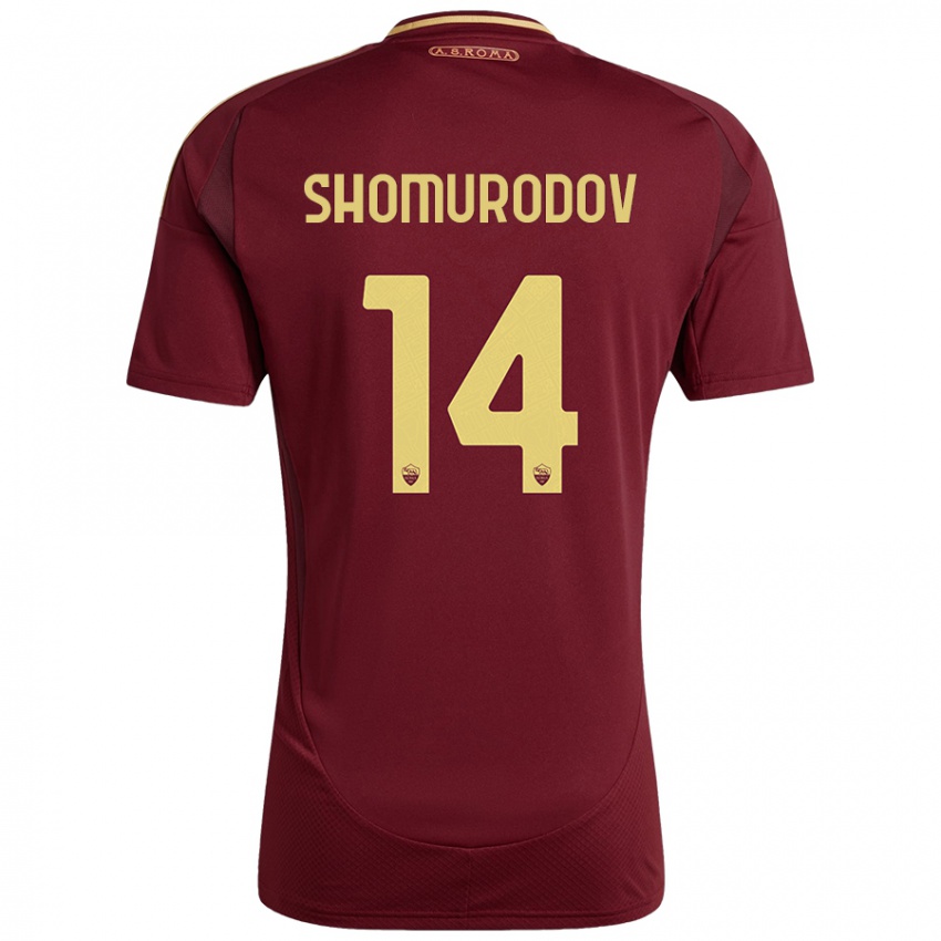 Niño Camiseta Eldor Shomurodov #14 Rojo Marrón Dorado 1ª Equipación 2024/25 La Camisa