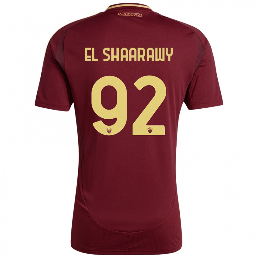 Niño Camiseta Stephan El Shaarawy #92 Rojo Marrón Dorado 1ª Equipación 2024/25 La Camisa