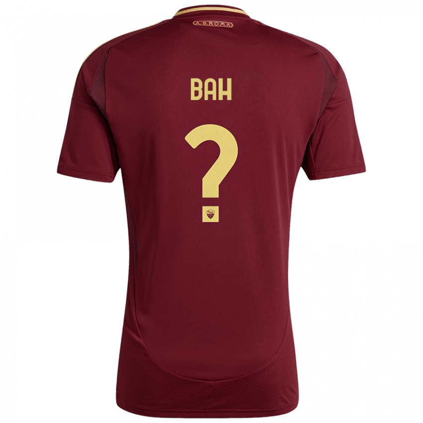 Niño Camiseta Muhammed Bah #0 Rojo Marrón Dorado 1ª Equipación 2024/25 La Camisa