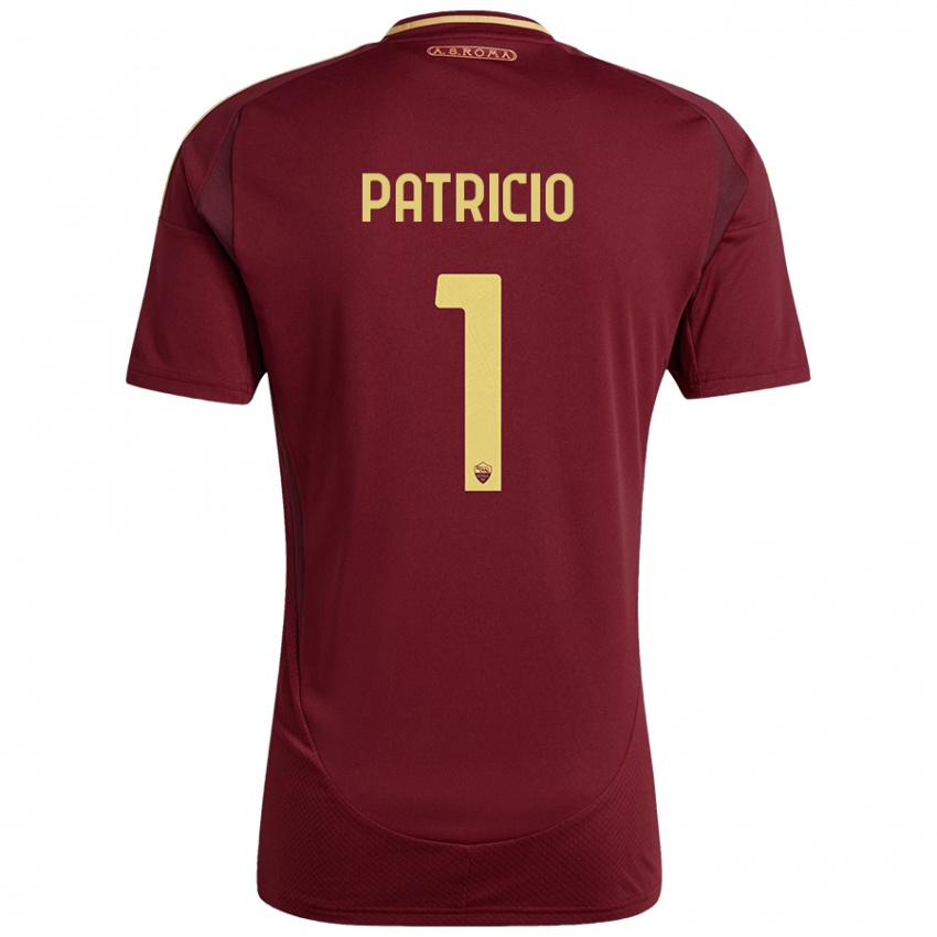 Niño Camiseta Rui Patricio #1 Rojo Marrón Dorado 1ª Equipación 2024/25 La Camisa