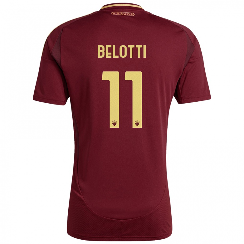 Niño Camiseta Andrea Belotti #11 Rojo Marrón Dorado 1ª Equipación 2024/25 La Camisa