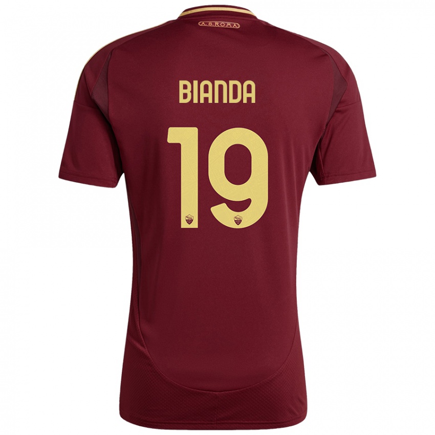 Niño Camiseta William Bianda #19 Rojo Marrón Dorado 1ª Equipación 2024/25 La Camisa