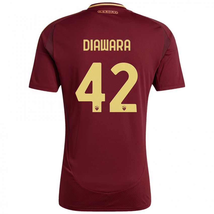 Niño Camiseta Amadou Diawara #42 Rojo Marrón Dorado 1ª Equipación 2024/25 La Camisa