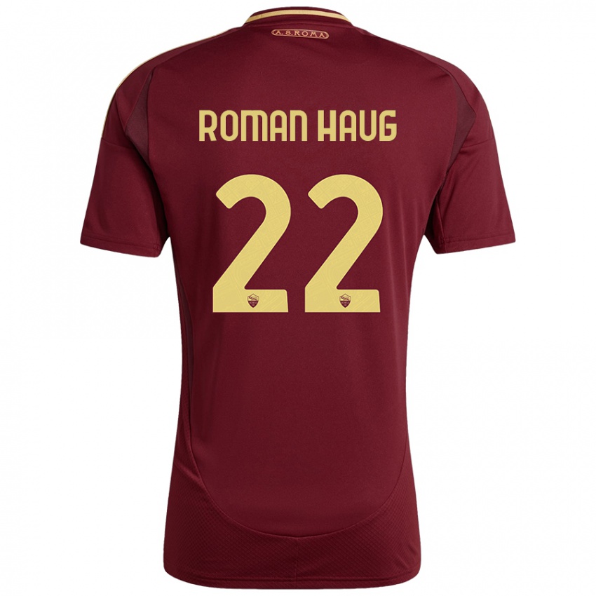 Niño Camiseta Sophie Roman Haug #22 Rojo Marrón Dorado 1ª Equipación 2024/25 La Camisa