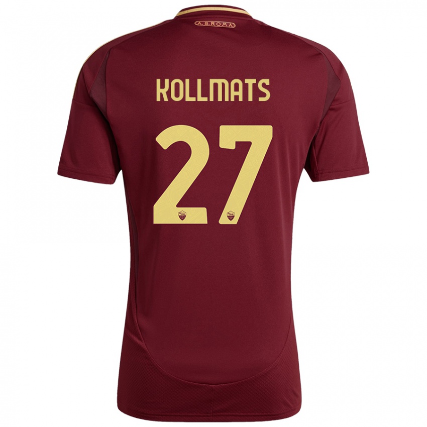 Niño Camiseta Beata Kollmats #27 Rojo Marrón Dorado 1ª Equipación 2024/25 La Camisa