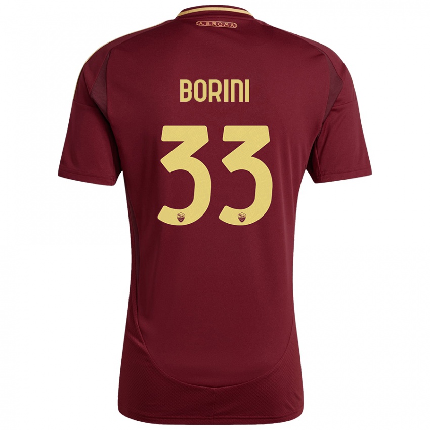 Niño Camiseta Joyce Borini #33 Rojo Marrón Dorado 1ª Equipación 2024/25 La Camisa