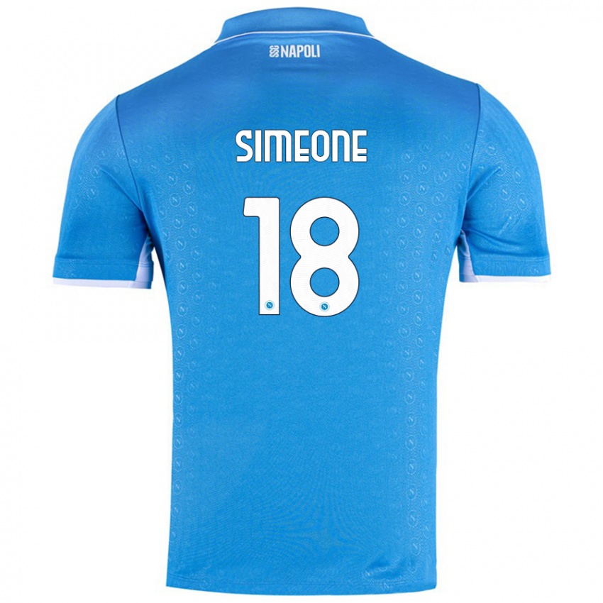 Niño Camiseta Giovanni Simeone #18 Azul Cielo 1ª Equipación 2024/25 La Camisa