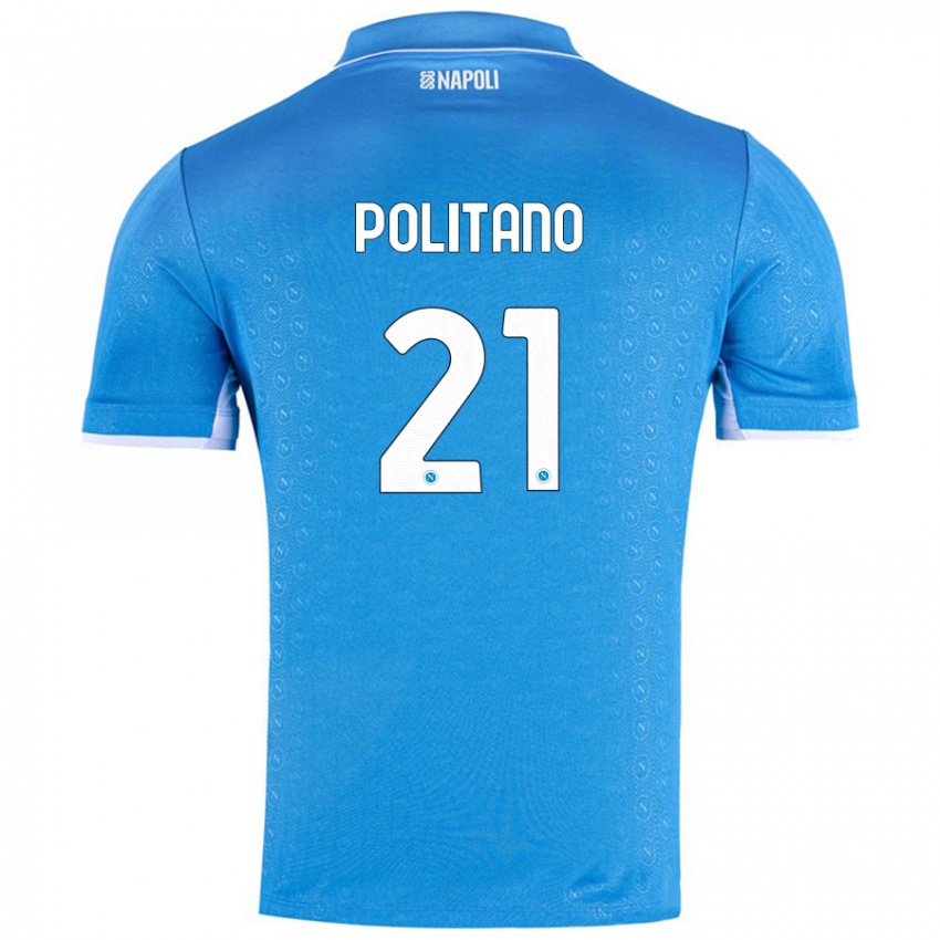 Niño Camiseta Matteo Politano #21 Azul Cielo 1ª Equipación 2024/25 La Camisa