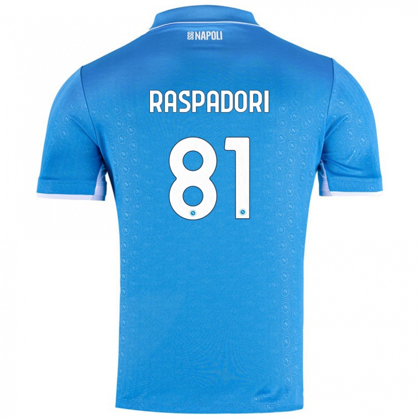 Niño Camiseta Giacomo Raspadori #81 Azul Cielo 1ª Equipación 2024/25 La Camisa