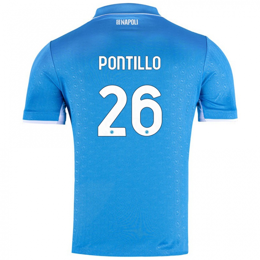 Niño Camiseta Pasquale Pontillo #26 Azul Cielo 1ª Equipación 2024/25 La Camisa