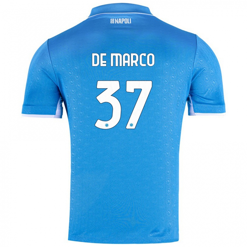 Niño Camiseta Francesco De Marco #37 Azul Cielo 1ª Equipación 2024/25 La Camisa