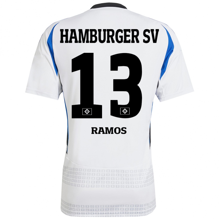 Niño Camiseta Guilherme Ramos #13 Blanco Azul 1ª Equipación 2024/25 La Camisa