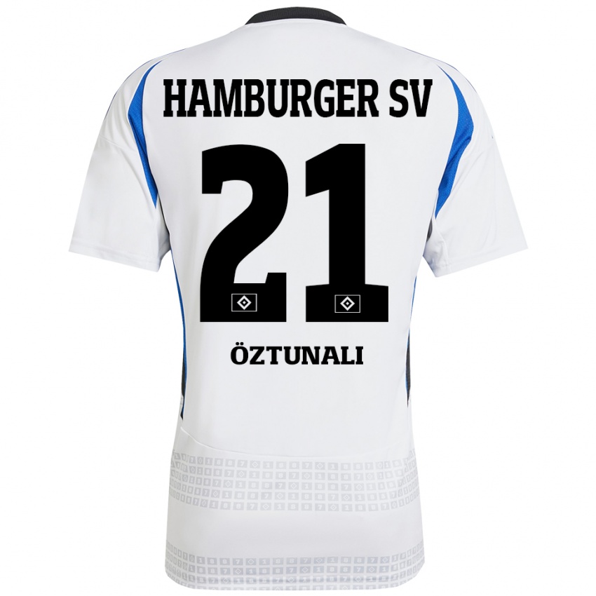 Niño Camiseta Levin Öztunali #21 Blanco Azul 1ª Equipación 2024/25 La Camisa