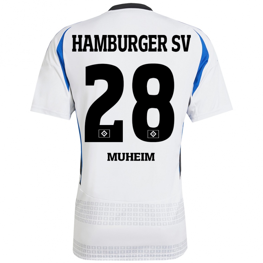 Niño Camiseta Miro Muheim #28 Blanco Azul 1ª Equipación 2024/25 La Camisa