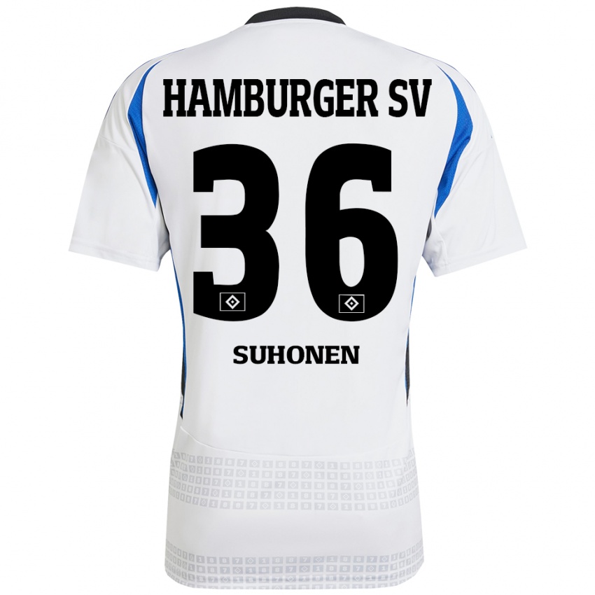 Niño Camiseta Anssi Suhonen #36 Blanco Azul 1ª Equipación 2024/25 La Camisa