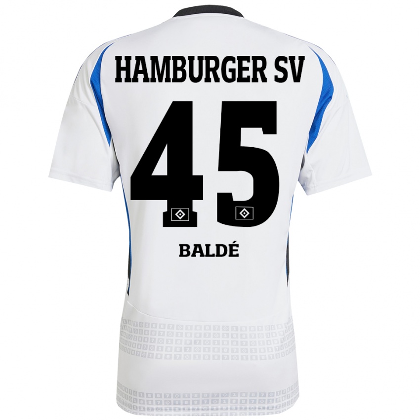 Niño Camiseta Fabio Baldé #45 Blanco Azul 1ª Equipación 2024/25 La Camisa