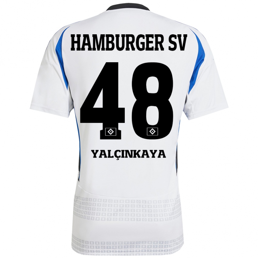 Niño Camiseta Bilal Yalcinkaya #48 Blanco Azul 1ª Equipación 2024/25 La Camisa