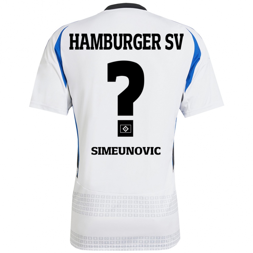 Niño Camiseta Denis Simeunovic #0 Blanco Azul 1ª Equipación 2024/25 La Camisa