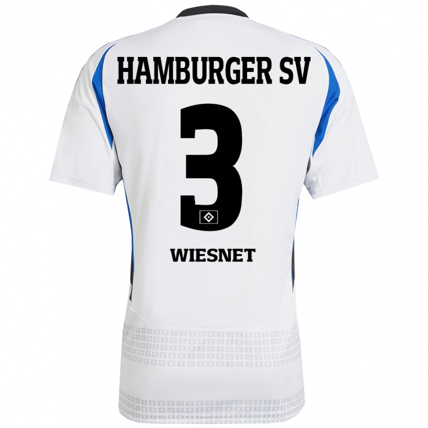 Niño Camiseta Melvin Wiesnet #3 Blanco Azul 1ª Equipación 2024/25 La Camisa