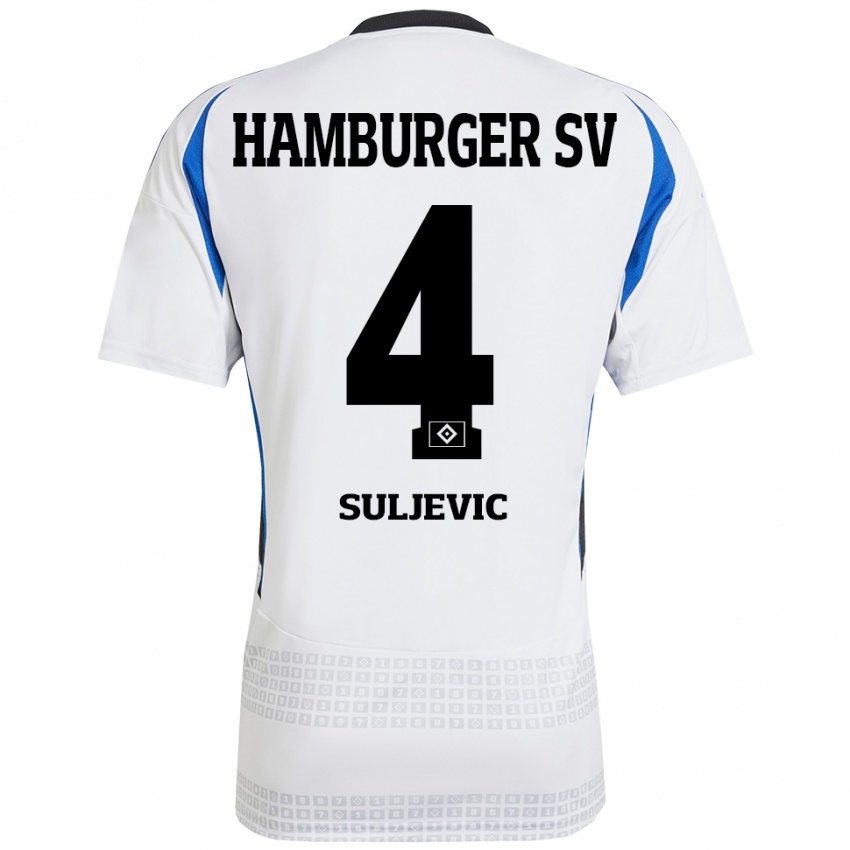 Niño Camiseta Almin Suljevic #4 Blanco Azul 1ª Equipación 2024/25 La Camisa