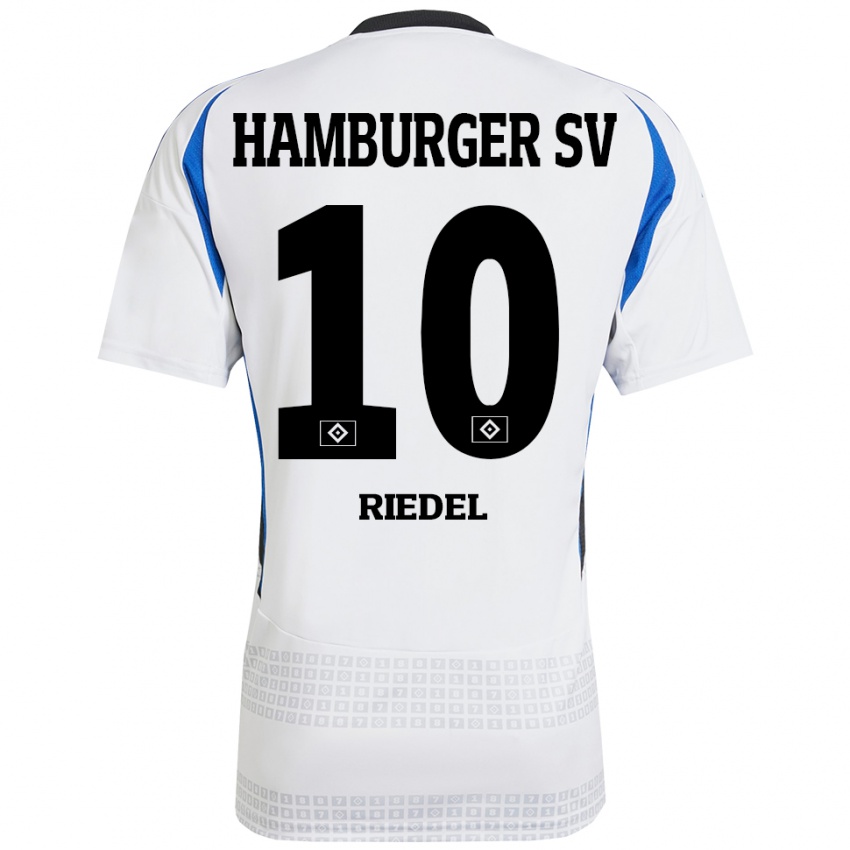 Niño Camiseta Arnaud Riedel #10 Blanco Azul 1ª Equipación 2024/25 La Camisa