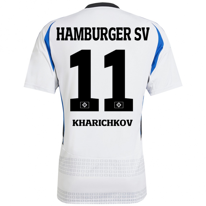 Niño Camiseta Valentyn Kharichkov #11 Blanco Azul 1ª Equipación 2024/25 La Camisa